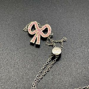 Coach Antique Pink Pave Bow Slider Bracelet, silver, work, campus, date …